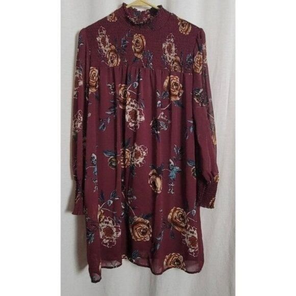 Ophelia Roe Small Smocked Dress floral lined ruched cottage core LIKE NEW! - Picture 1 of 8